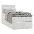 BOXBETT 70/200 cm,  in Creme, Matratze, gepolstertes Kopfteil, Bettkasten, Topper, H3 = fest  - Creme/Schwarz, Design, Holzwerkstoff/Kunststoff (70/200cm) - Esposa
