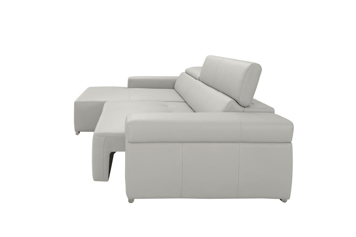 Ecksofa inkl. Funktion DUA Beige Echtleder  - Chromfarben/Beige, Design, Leder/Metall (170/293cm) - Novel
