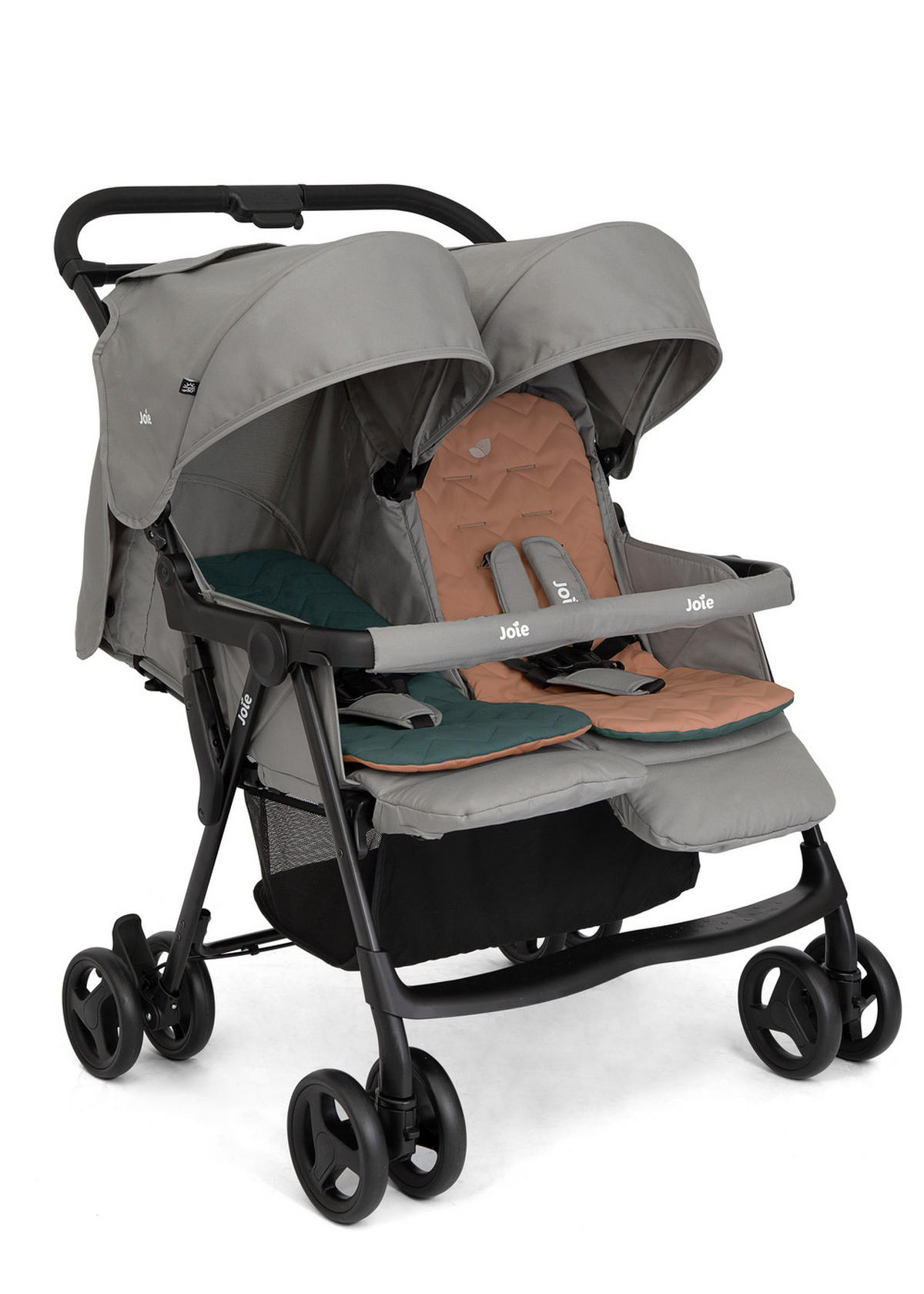 ZWILLINGSWAGEN Aire Twin  - Dunkelgrün/Koralle, Basics, Textil/Metall (78/102/70cm) - Joie