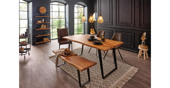 ESSTISCH in Holz, Metall 175/90/76 cm - Schwarz/Akaziefarben, KONVENTIONELL, Holz/Metall (175/90/76cm) - Ambia Home