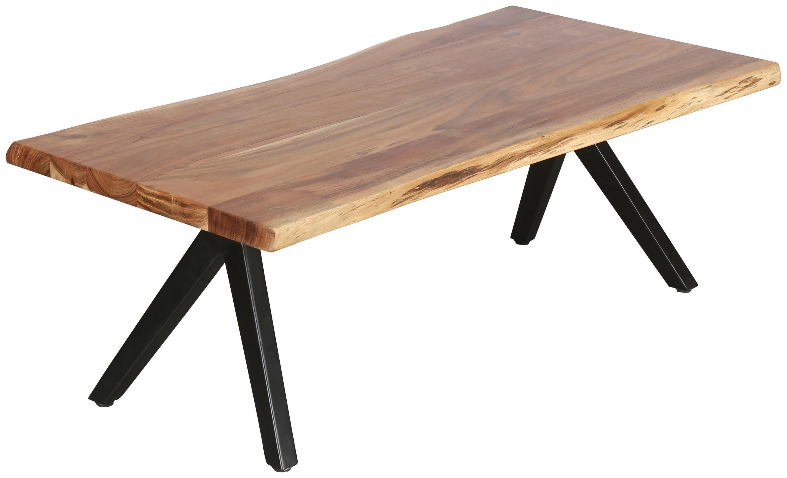 COUCHTISCH Akazie vollmassiv rechteckig Schwarz, Akaziefarben  - Schwarz/Akaziefarben, Design, Holz/Metall (115/37/60cm) - Livetastic
