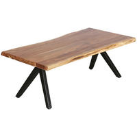 COUCHTISCH Akazie vollmassiv rechteckig Akaziefarben, Schwarz  - Schwarz/Akaziefarben, Design, Holz/Metall (115/37/60cm) - Livetastic