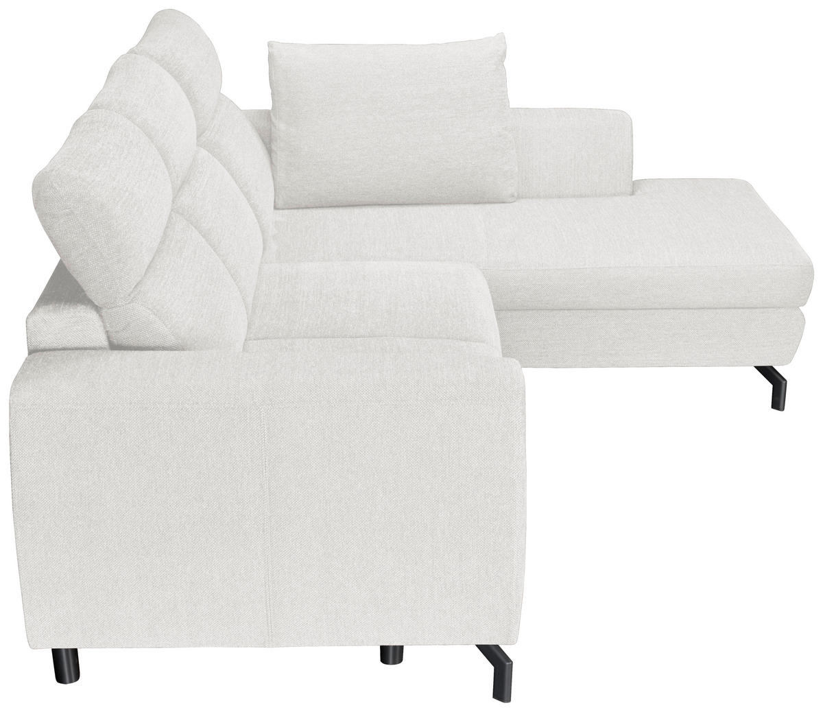 ECKSOFA Weiß Chenille  - Schwarz/Weiß, KONVENTIONELL, Textil/Metall (240/185cm) - Carryhome