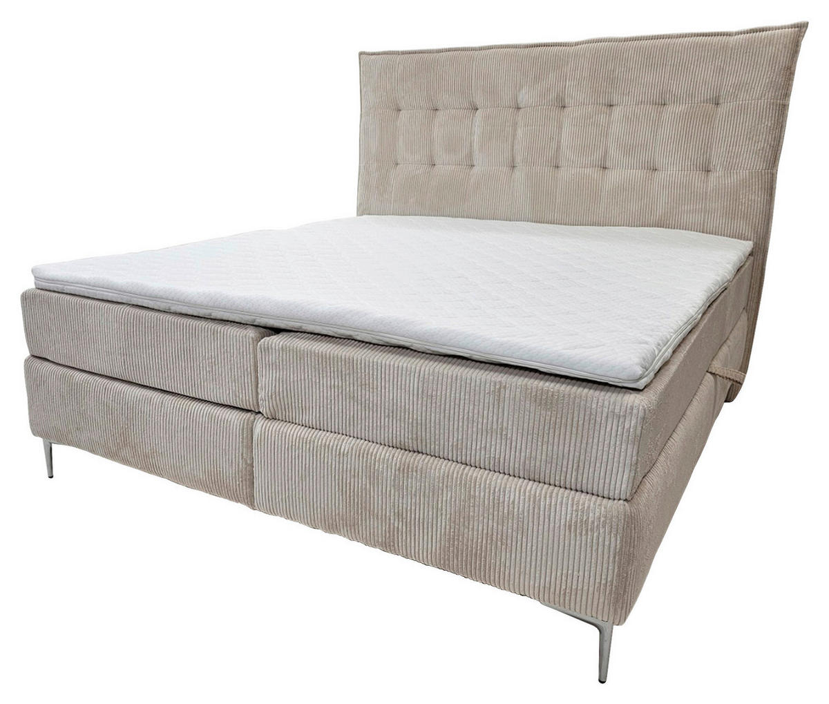 Pat Tapițat 180x200 Cm, 180/200 cm, bej - bej, Modern, lemn/textil (180/200cm) - Hom`in