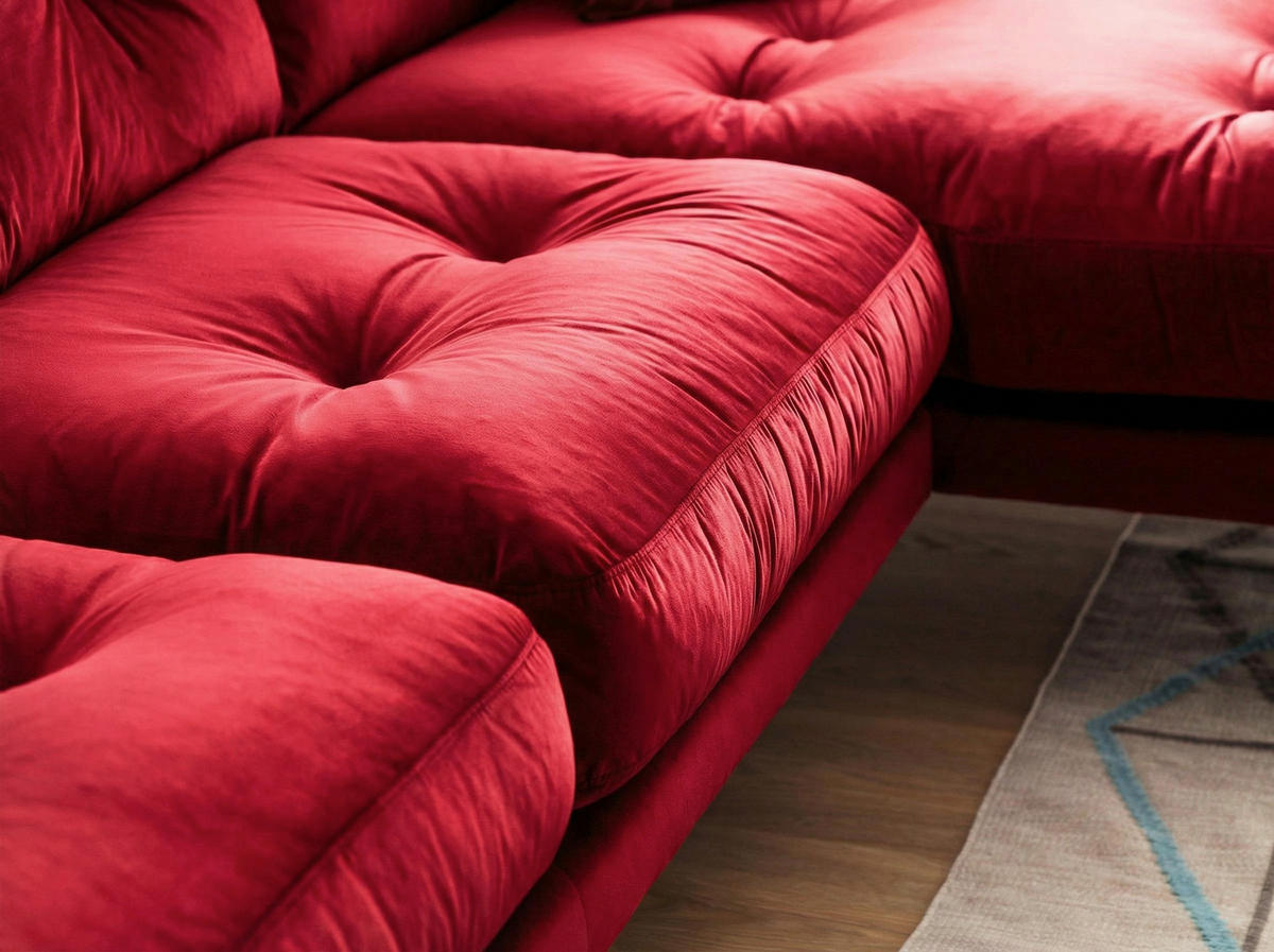 ECKSOFA Eckteil  TOKIO-2S.REC Dunkelrot Samt  - Dunkelrot, MODERN, Holz/Textil (275/157cm) - MID.YOU