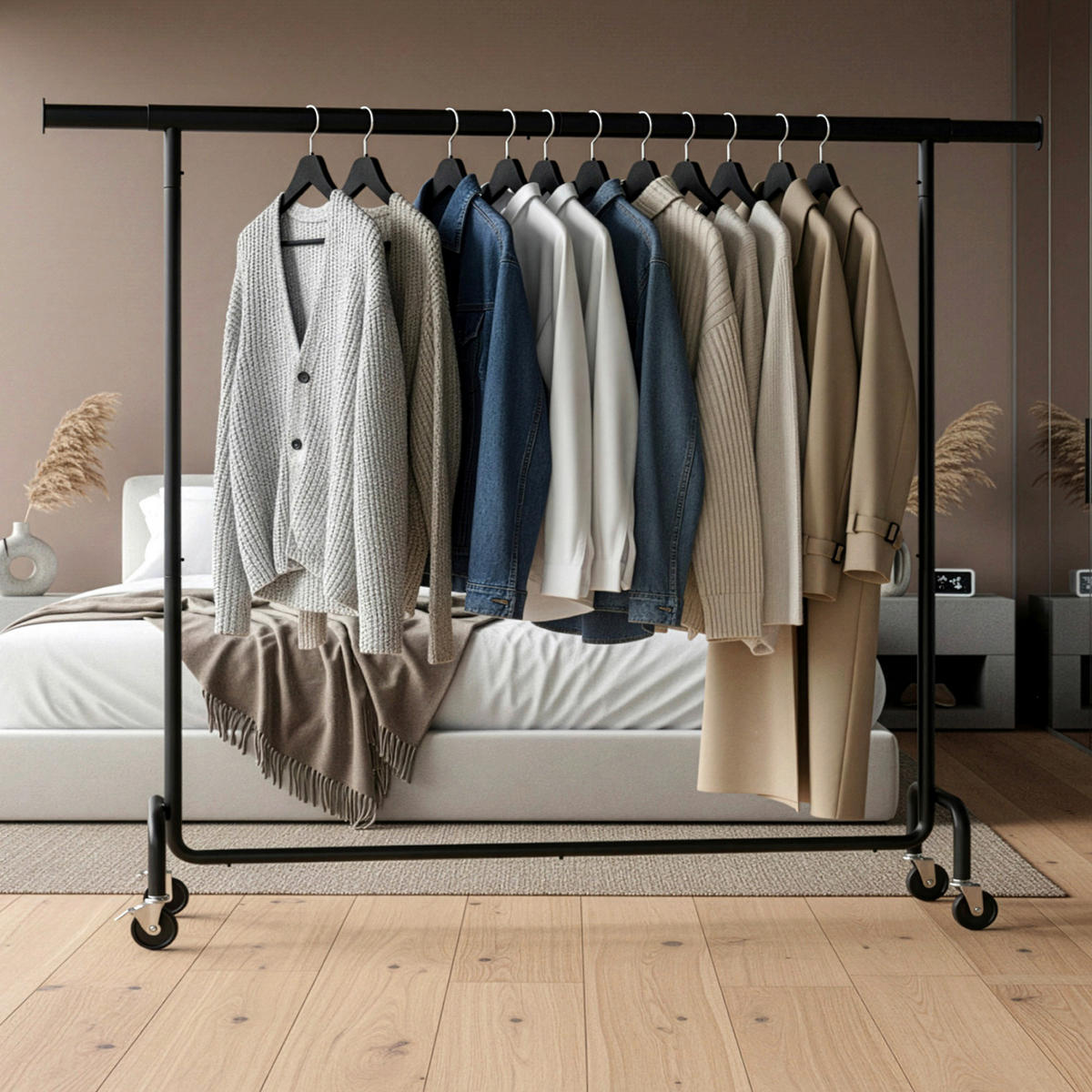 KLEIDERWAGEN in Schwarz 160-200/162,9/45 cm   - Schwarz, Trend, Kunststoff/Metall (160-200/162,9/45cm) - Boxxx