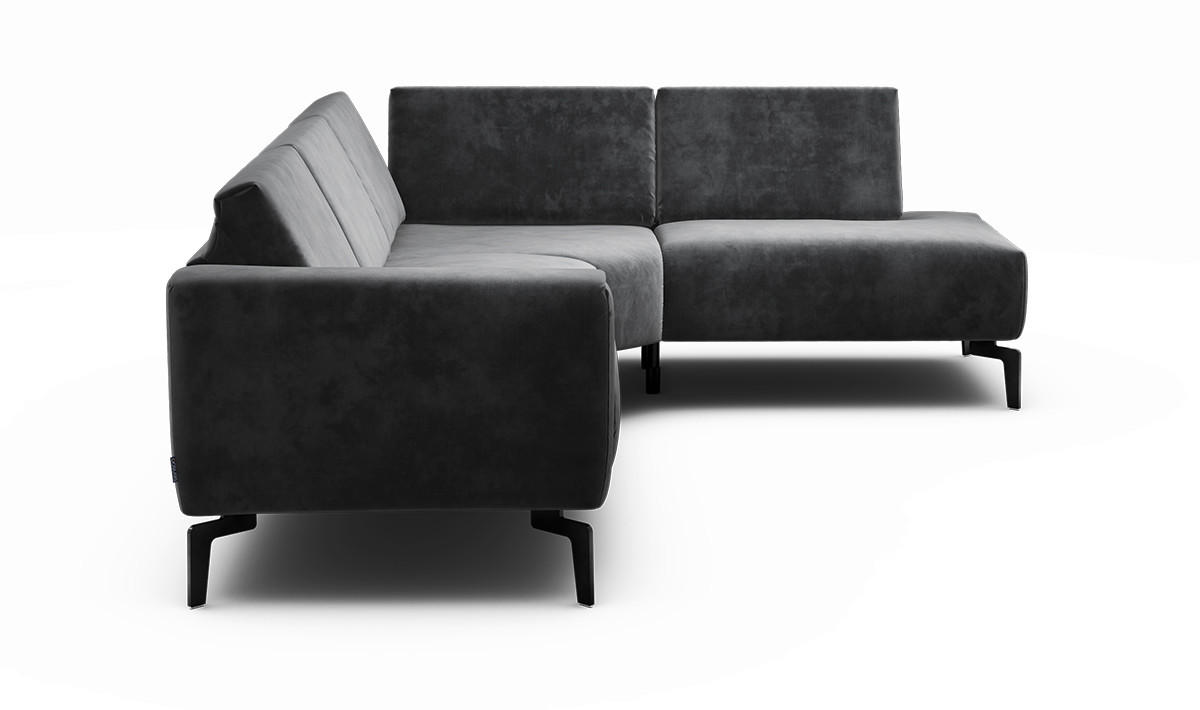 ECKSOFA Cosy Anthrazit Samt  - Anthrazit/Schwarz, Design, Textil/Metall (256/193cm) - SENSOO