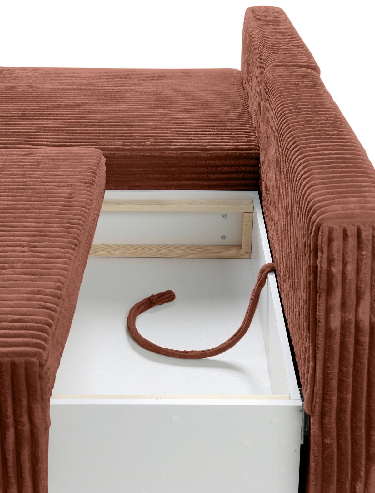 ECKSOFA in Cord Bronzefarben  - Schwarz/Bronzefarben, Modern, Holz/Textil (145/210cm) - MID.YOU