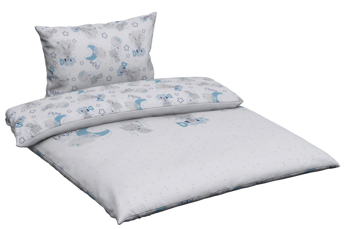 POSTELJINA ZA BEBE  100/135 cm    TIMMY BLUE  - siva/plava, Basics, tekstil (100/135cm) - Avelia