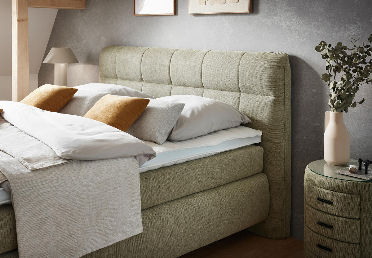 BOXSPRING-ÁGY 160/200 cm  világoszöld  - alumínium színű/világoszöld, Konventionell, textil/fém (160/200cm) - Dieter Knoll