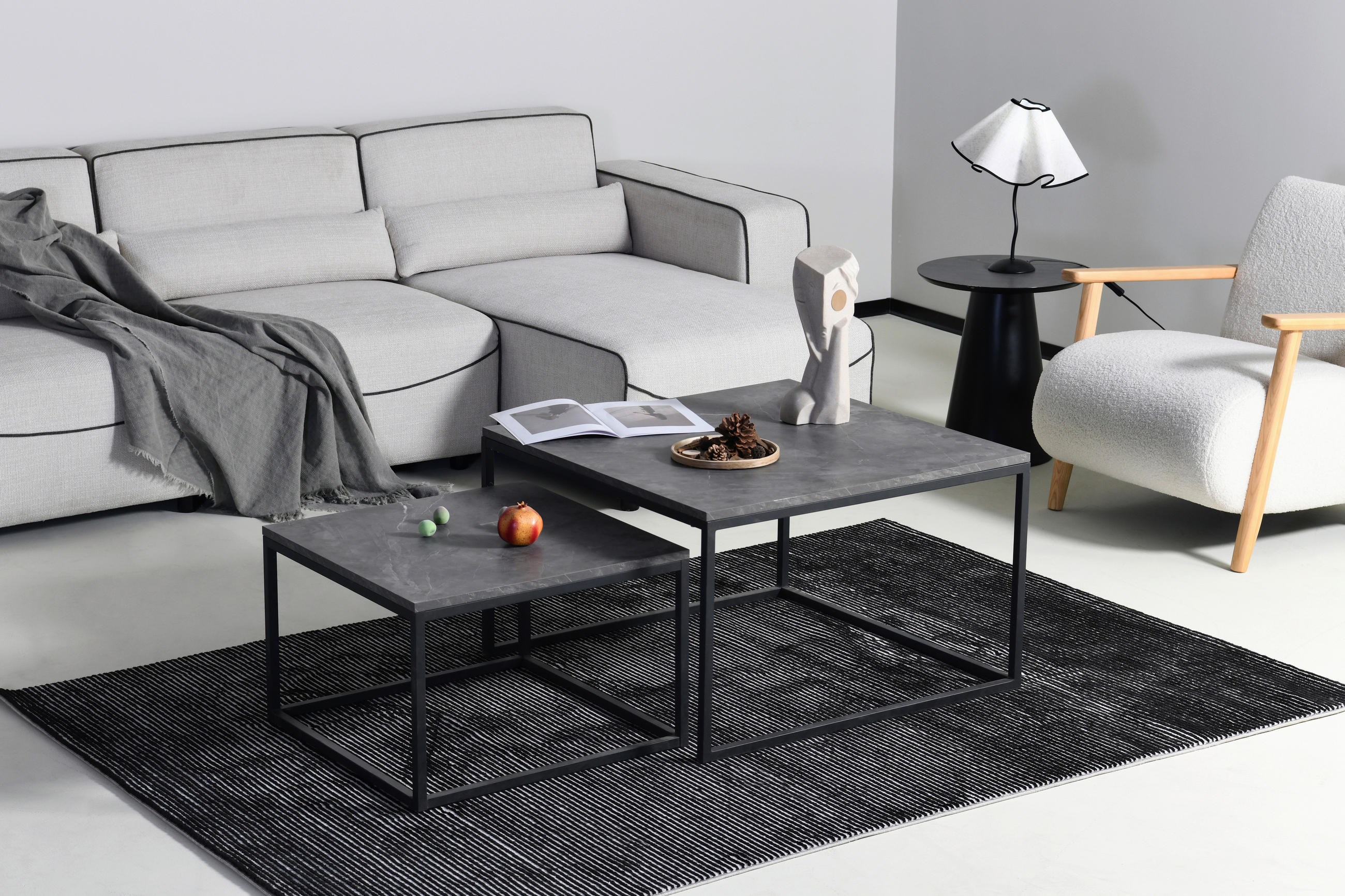 COUCHTISCH quadratisch Grau  - Schwarz/Grau, Design, Holzwerkstoff/Metall (80/50/80cm) - MID.YOU