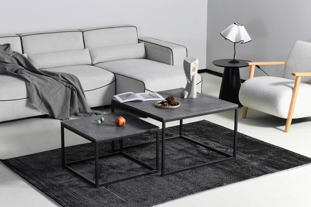 COUCHTISCH in Metall, Holzwerkstoff  - Schwarz/Grau, Design, Holzwerkstoff/Metall (80/50/80cm) - MID.YOU