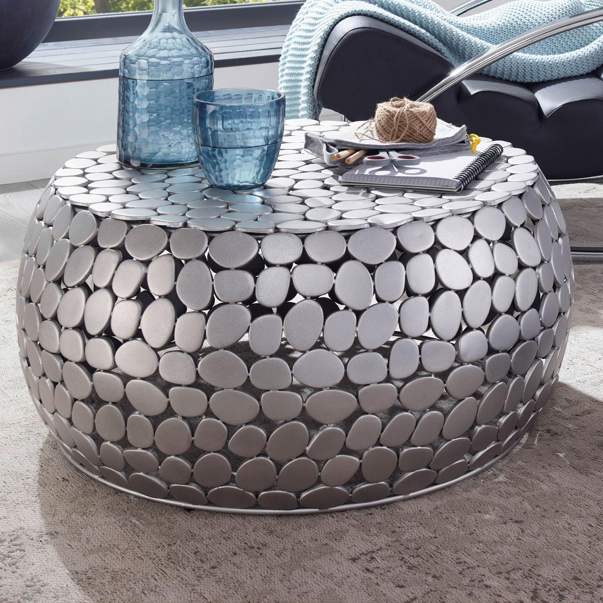 Thumbnail - Mid.you Couchtisch, Silber, Metall, rund, rund, 66x32x66 cm, Wohnzimmer, Wohnzimmertische, Couchtische