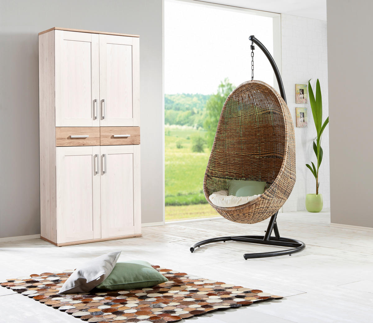 OMARA ZA ČEVLJE bela, barve hrasta - barve hrasta/bela, Design, umetna masa/leseni material (90/196/38cm) - Xora