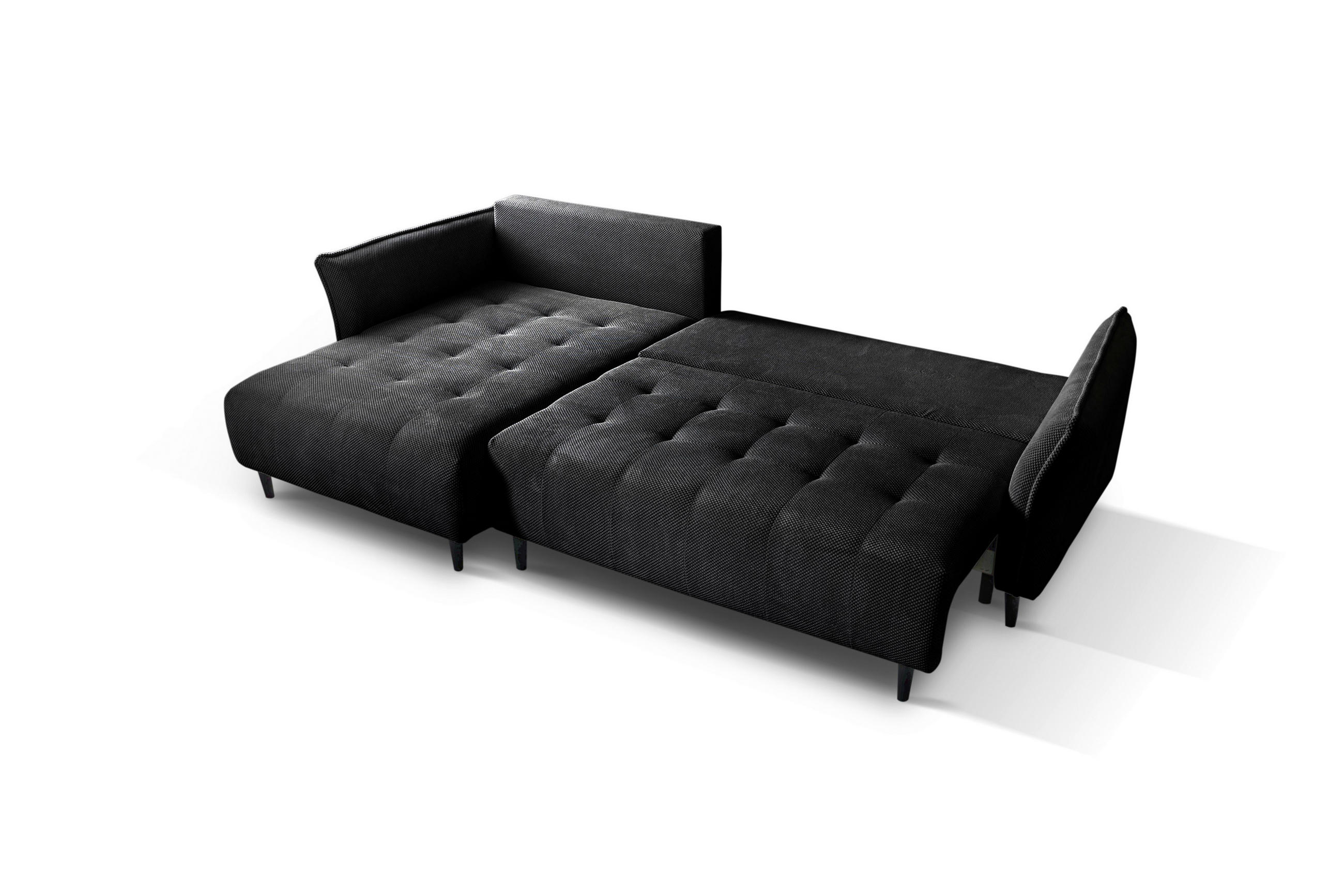 ECKSOFA MONTE CARLO Schwarz Struktur, Plüsch  - Schwarz, Trend, Textil (160/290cm) - MID.YOU