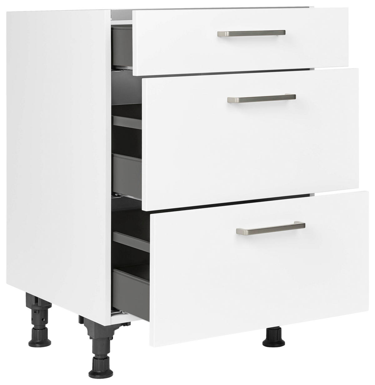 KOCHFELDUMBAUSCHRANK 60/87/56 cm  in Weiß  - Edelstahlfarben/Weiß, MODERN, Holzwerkstoff/Metall (60/87/56cm) - Nobilia