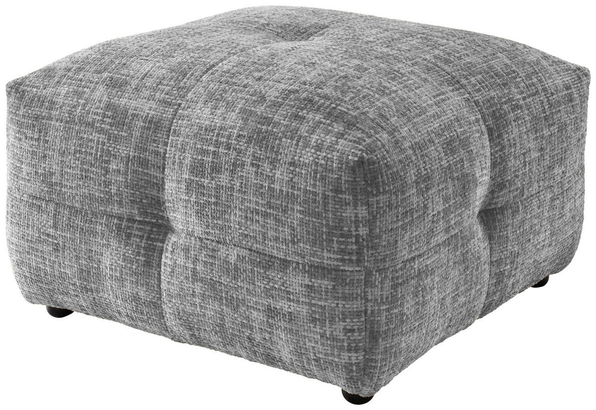 HOCKER in Textil Silberfarben  - Silberfarben/Schwarz, Design, Kunststoff/Textil (72/44/72cm) - Livetastic