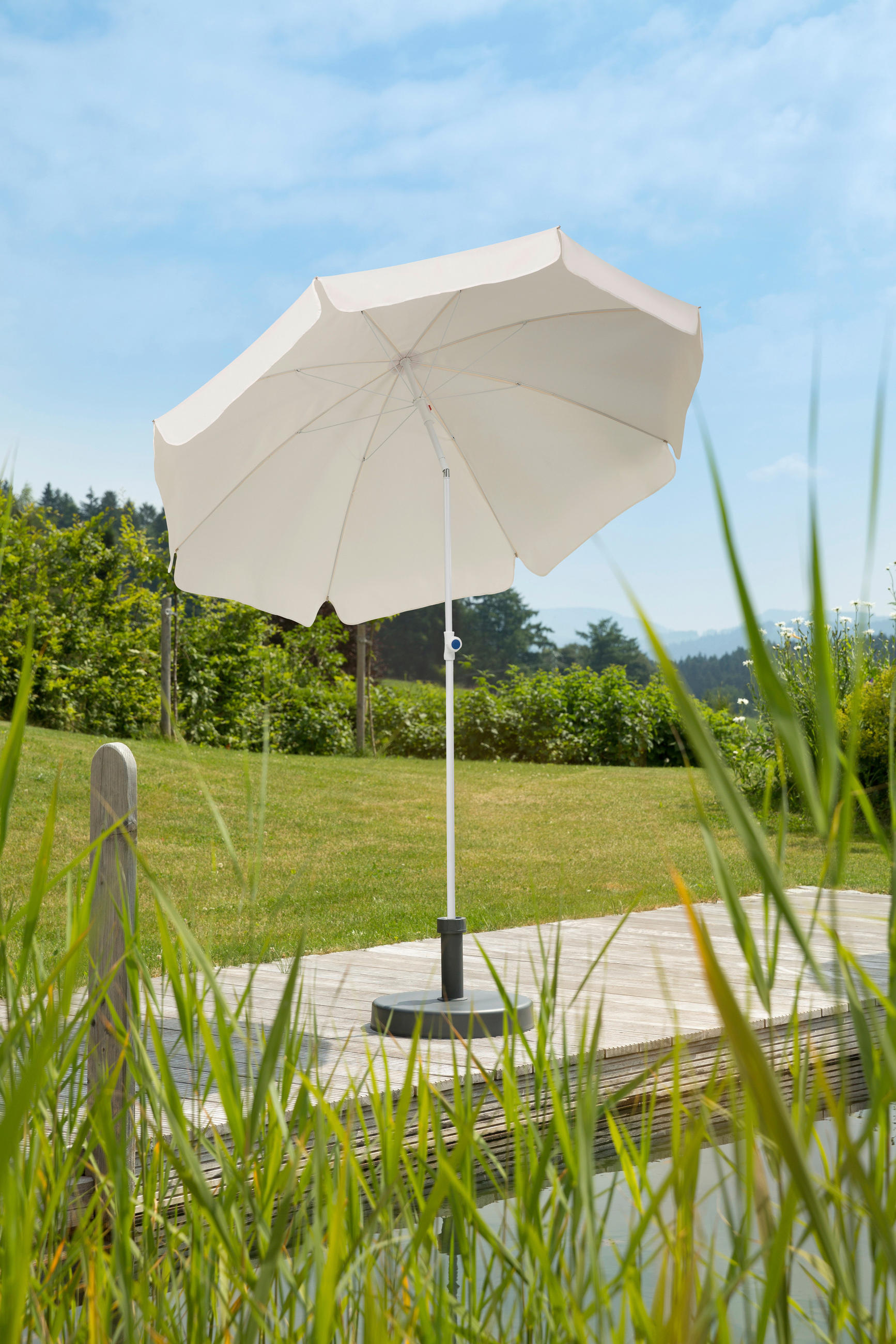 SONNENSCHIRM 200 cm Naturfarben  - Weiß/Naturfarben, Basics, Textil/Metall (200/215/200cm) - Schneider