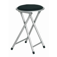 KLAPPHOCKER Lederlook Schwarz, Alufarben  - Alufarben/Schwarz, Design, Textil/Metall (30/45/30cm) - Carryhome