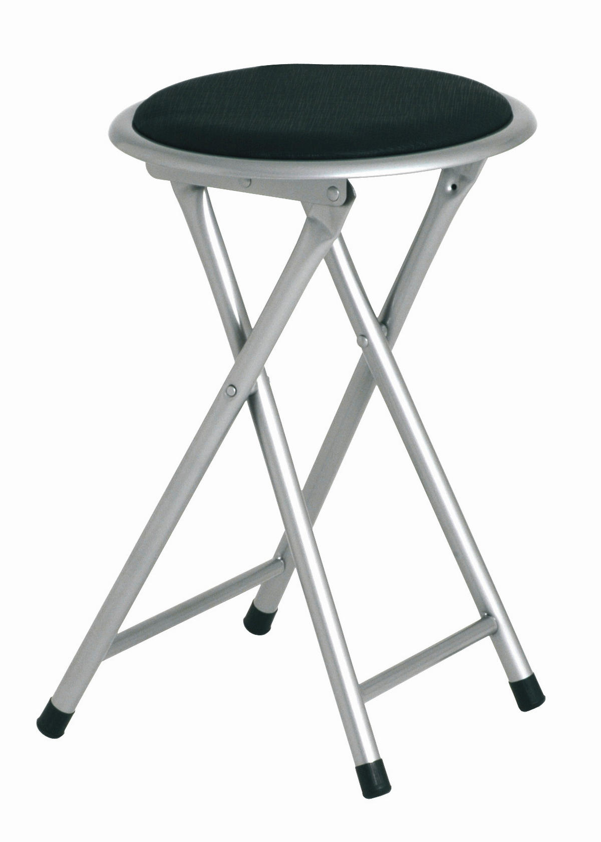 KLAPPHOCKER Lederlook Schwarz, Alufarben  - Alufarben/Schwarz, Design, Textil/Metall (30/45/30cm) - Carryhome