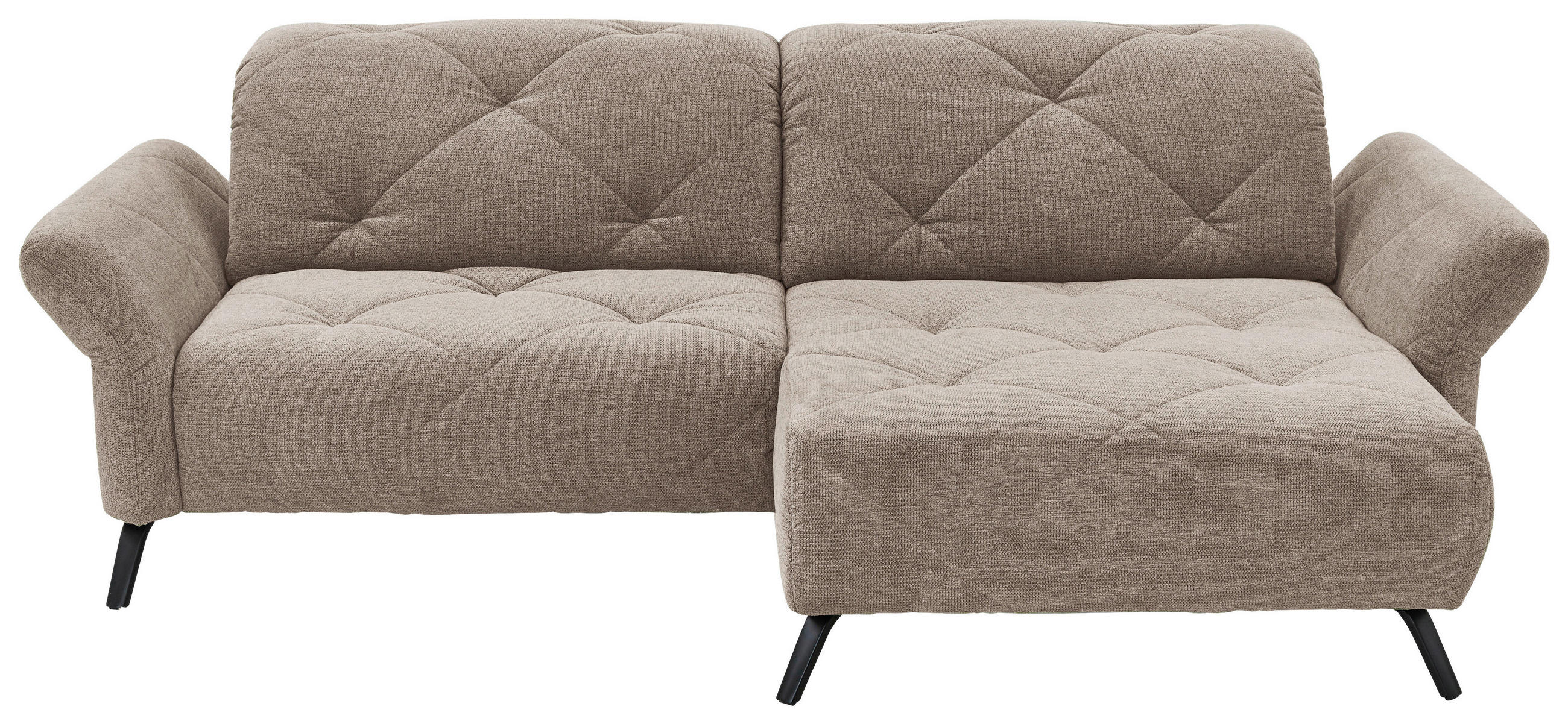 ECKSOFA in Webstoff Taupe  244/173 cm  - Taupe/Schwarz, Design, Textil/Metall (244/173cm) - Moderano