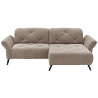 ECKSOFA in Webstoff Taupe  - Taupe/Schwarz, Design, Textil/Metall (244/173cm) - Moderano