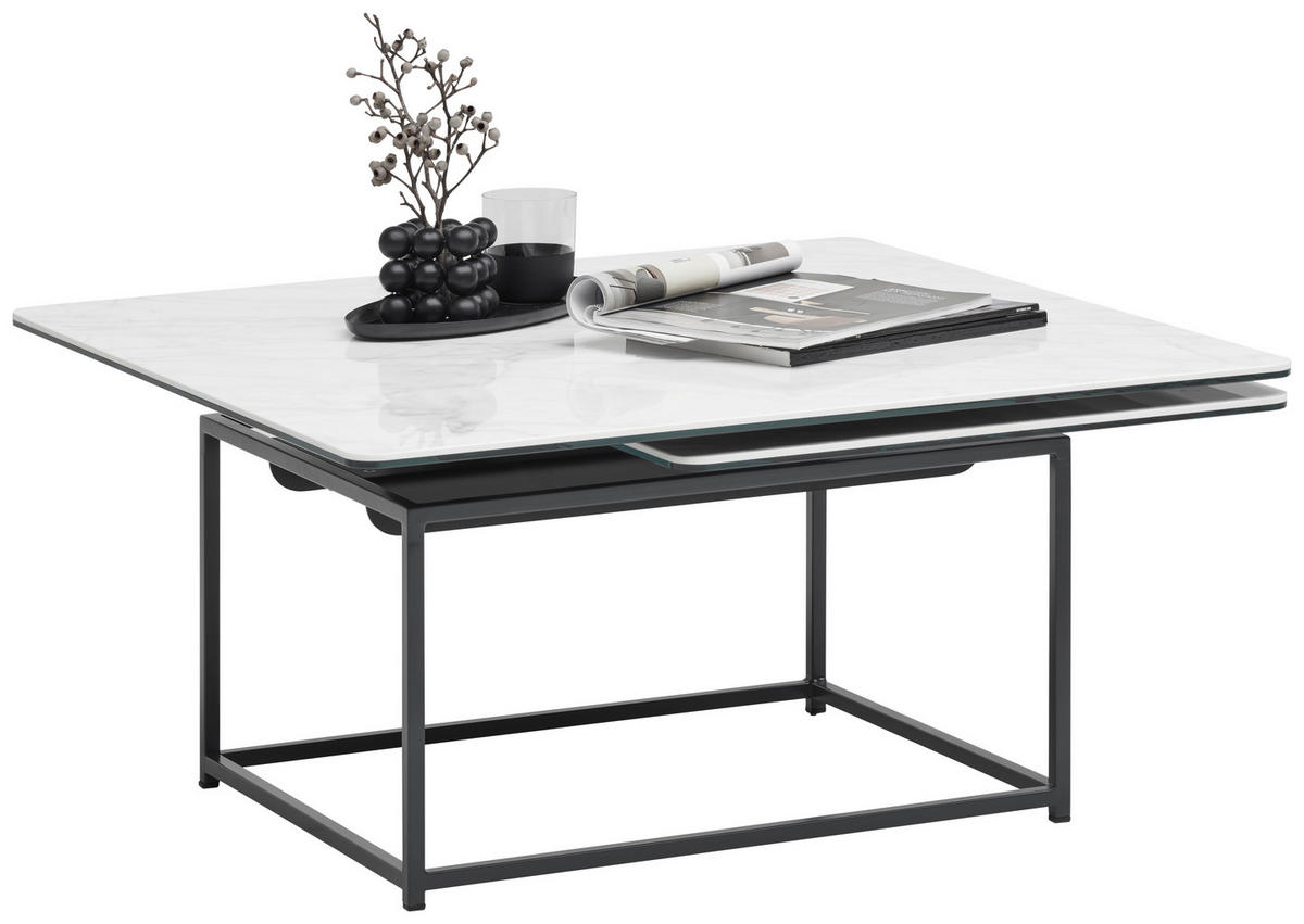 COUCHTISCH in Metall, Keramik 132/108/40 cm  - Weiss/Anthrazit, Design, Keramik/Metall (132/108/40cm) - Naos