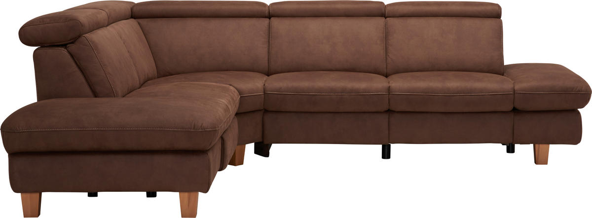 ECKSOFA in Mikrofaser Dunkelbraun  - Dunkelbraun/Beige, Lifestyle, Holz/Textil (271/239cm) - Cantus