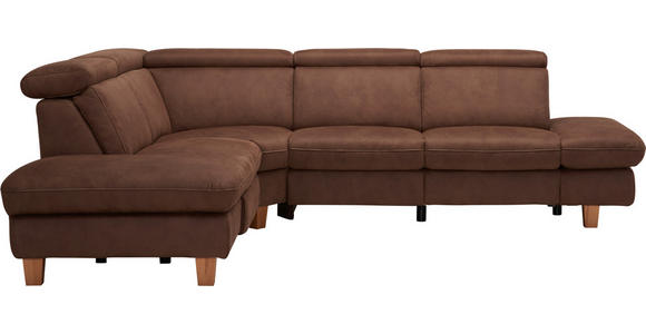 ECKSOFA in Mikrofaser Dunkelbraun 271/239 cm - Dunkelbraun/Beige, LIFESTYLE, Holz/Textil (271/239cm) - Cantus