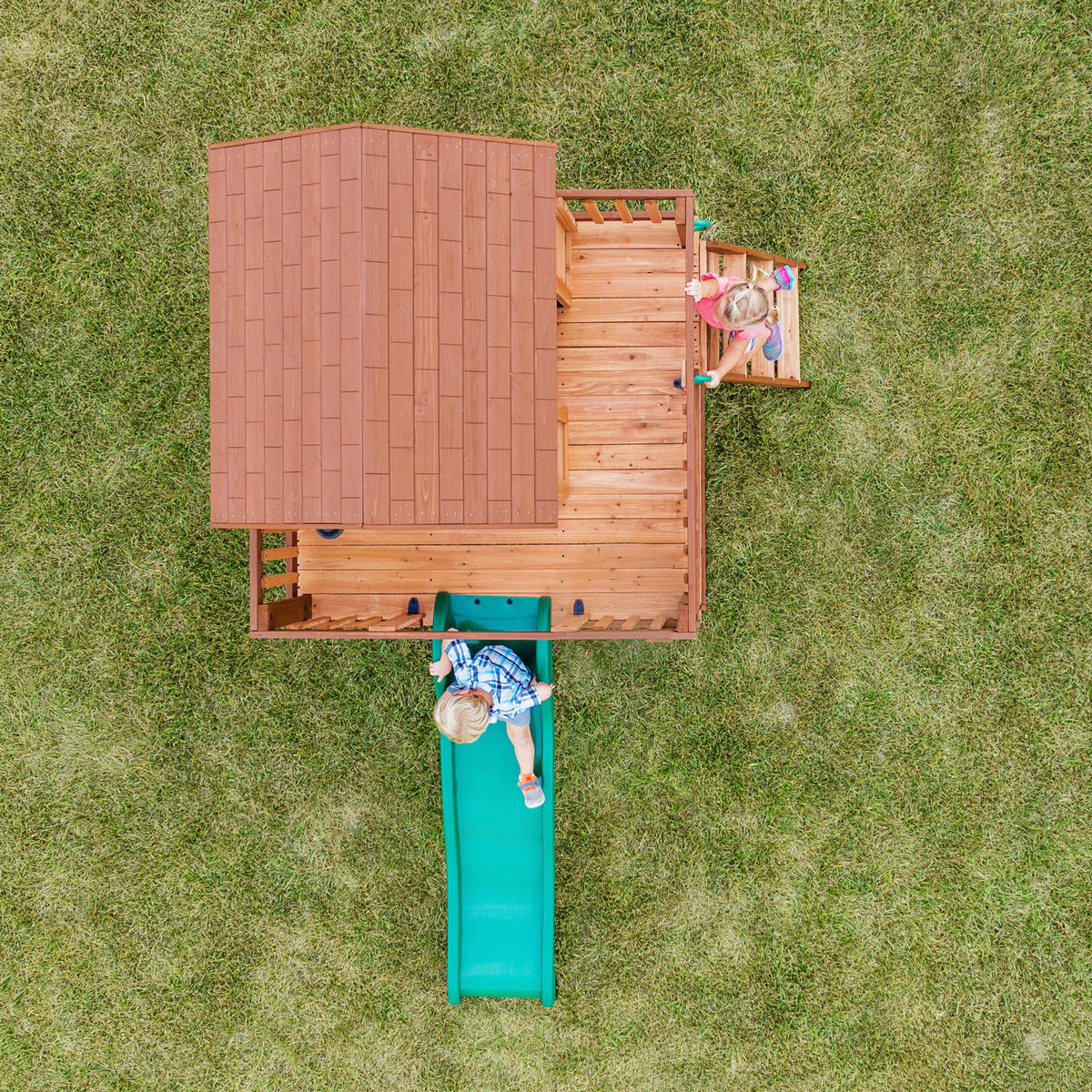 LEKTORN 190/230/310 cm SPIELTURM ECHO HEIGHTS  - grön/brun, Klassisk, trä/plast (190/230/310cm)