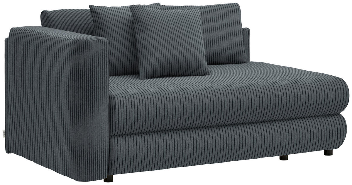 RÉCAMIERE in Cord Grau  - Schwarz/Grau, Design, Kunststoff/Textil (171/71-88/93cm) - Cantus