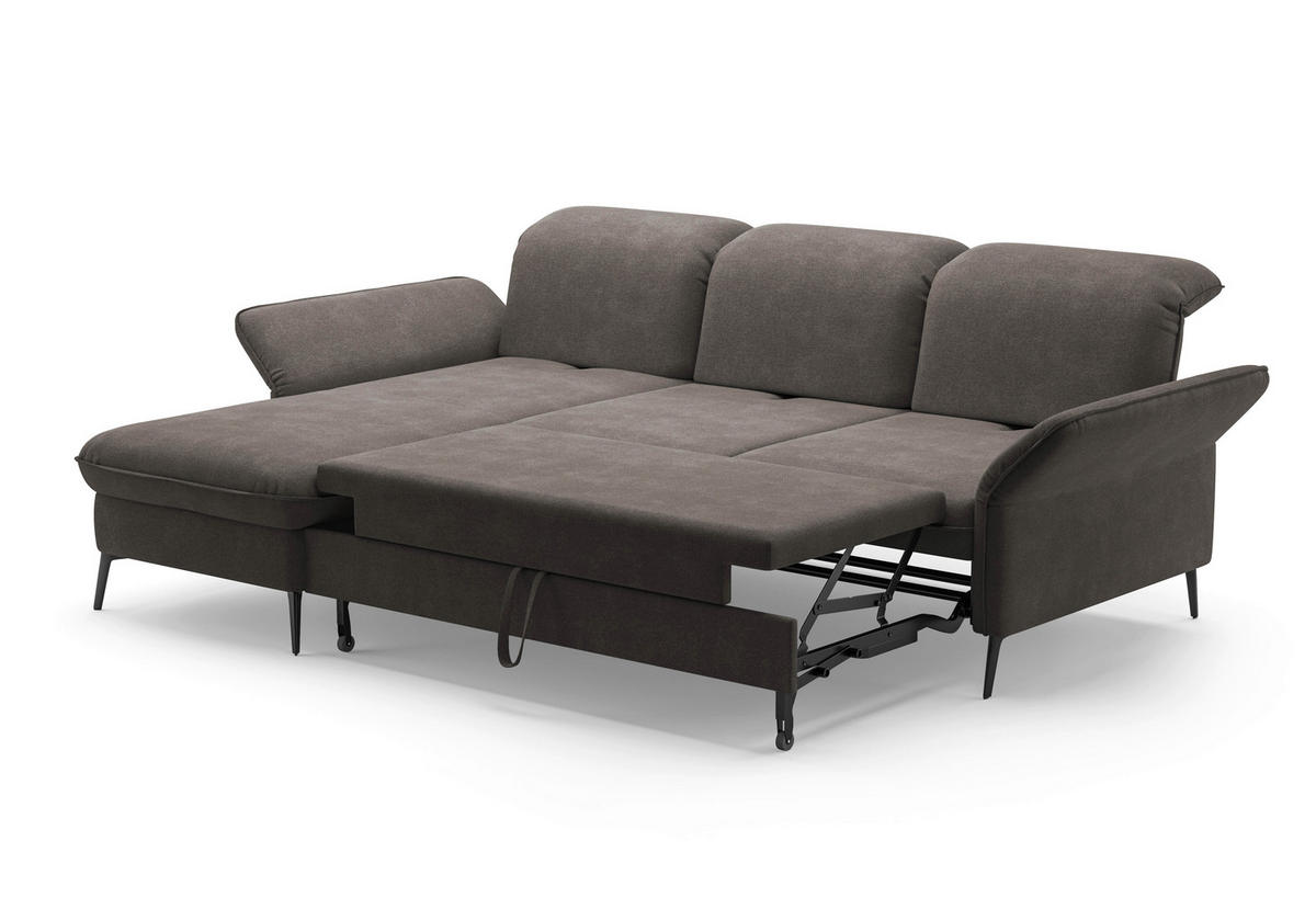 ECKSOFA in Flachgewebe Graphitfarben  - Schwarz/Graphitfarben, Konventionell, Textil/Metall (198/264cm) - Sit & More
