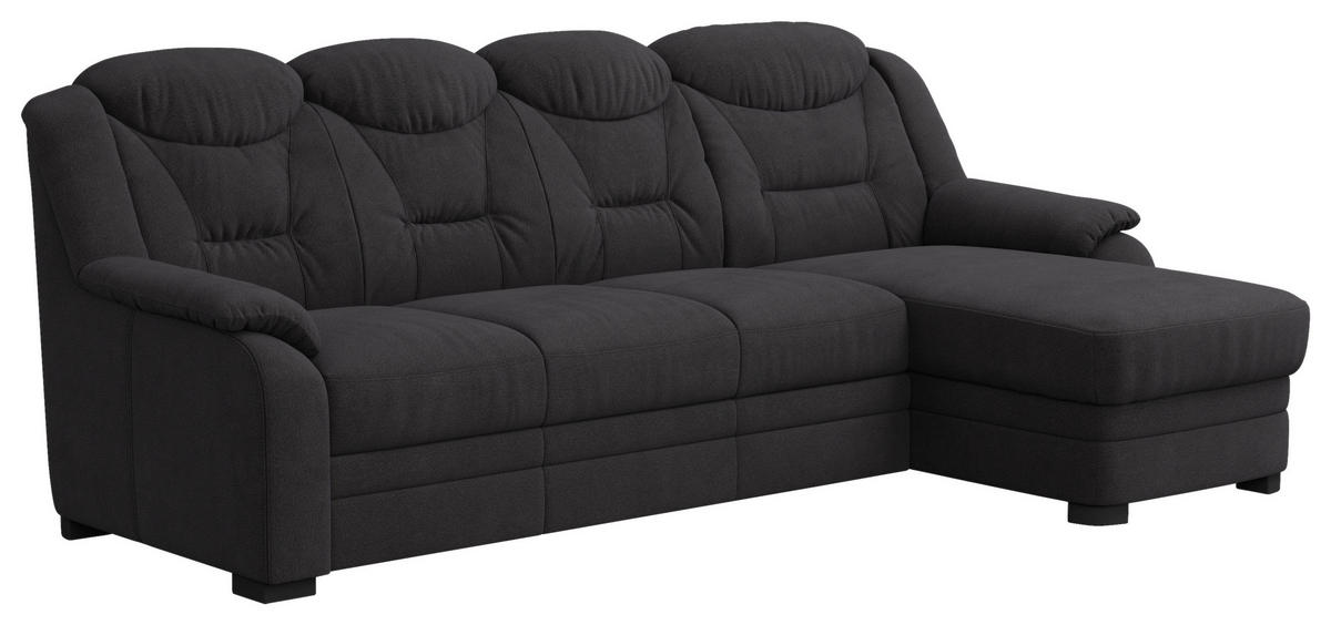 ECKSOFA in Chenille Schwarz  257/162 cm  - Schwarz, Basics, Kunststoff/Textil (257/162cm) - MID.YOU