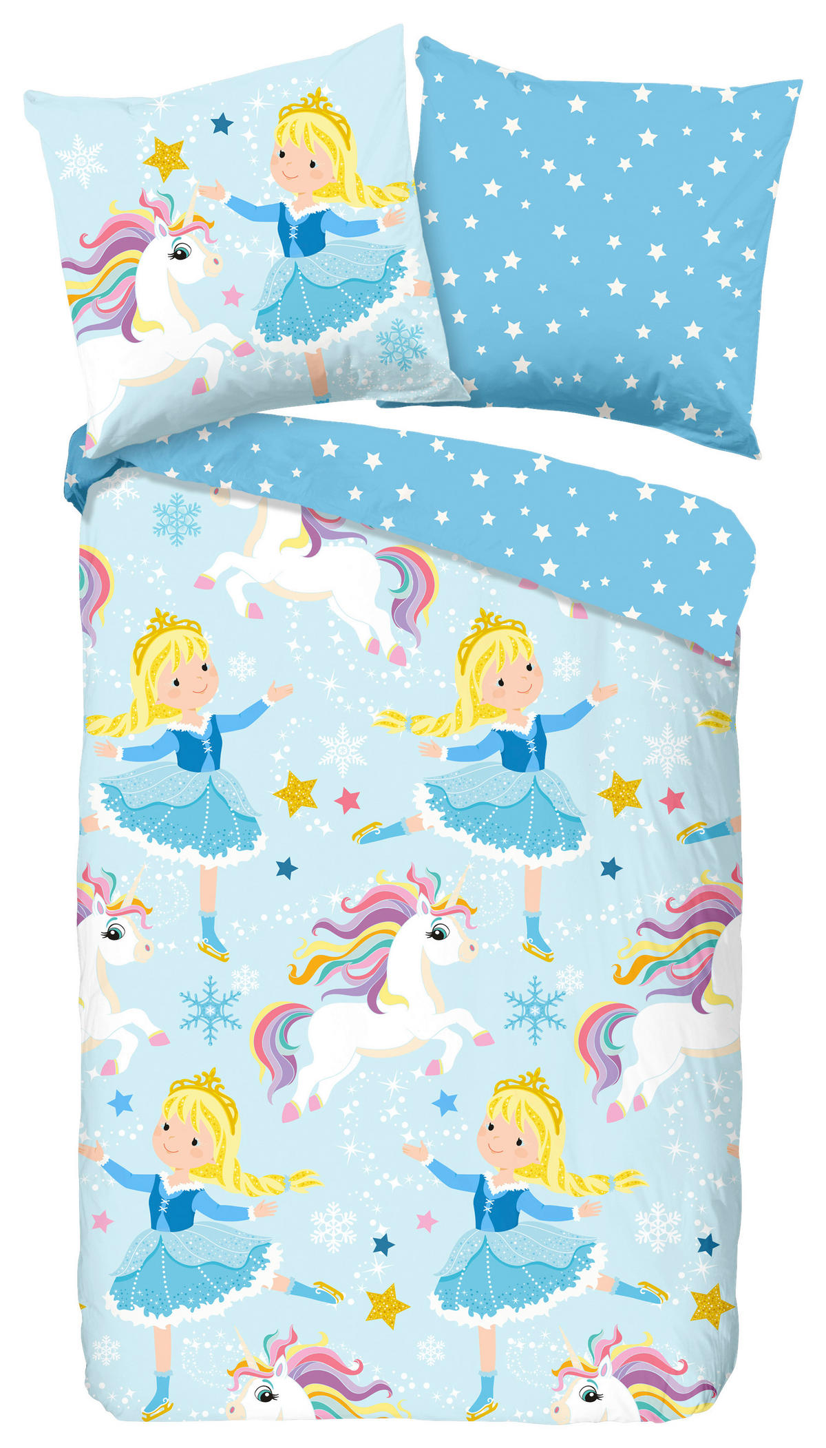 KINDERBETTWÄSCHE Iceprincess Biber 135/200 cm  - Blau, Design, Textil (135/200cm)