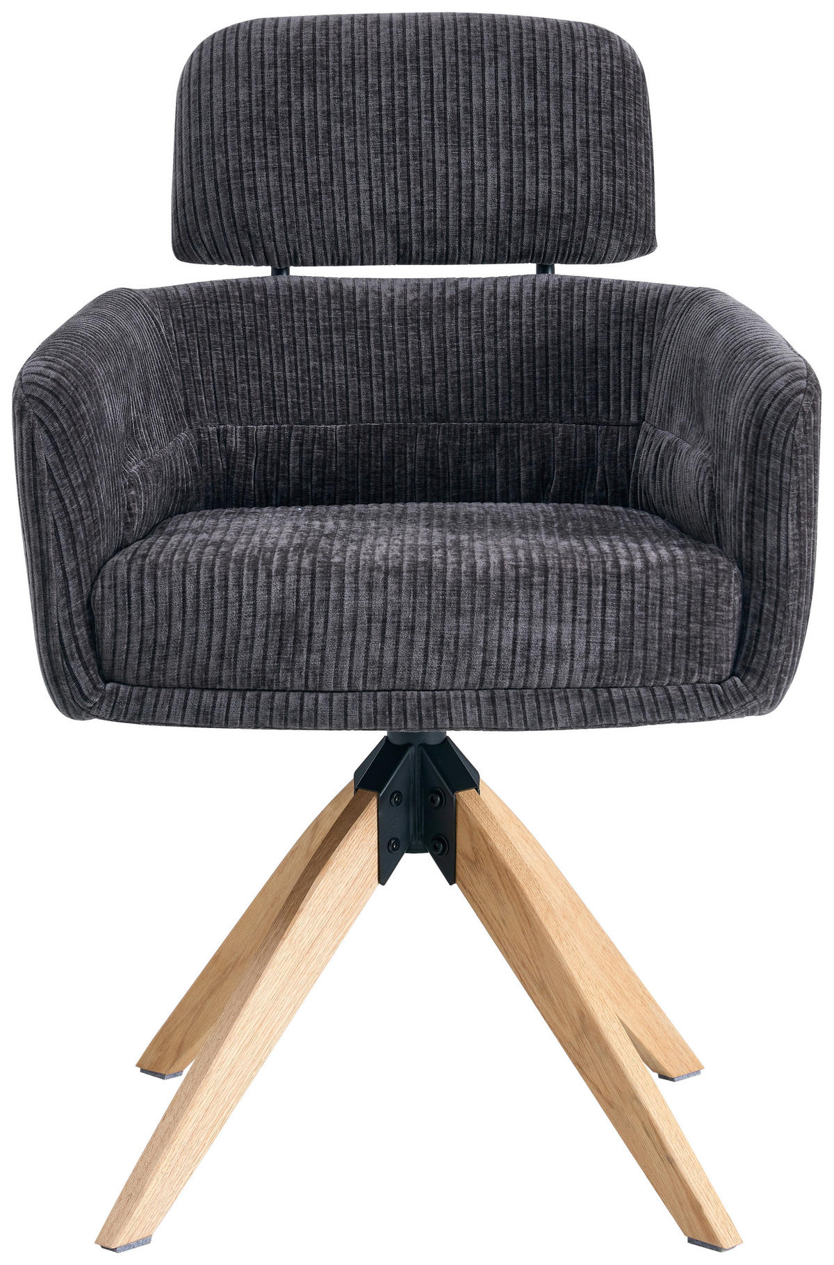 ARMLEHNSTUHL  Sitzfläche 360° drehbar Chenille  Anthrazit  - Anthrazit/Naturfarben, KONVENTIONELL, Holz/Textil (60/90/69cm) - Livetastic