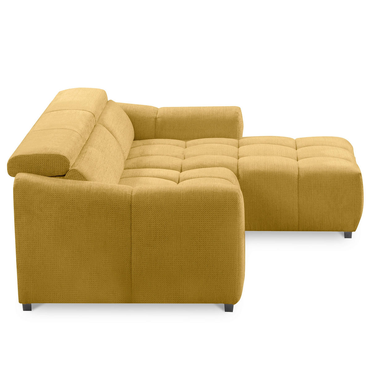 ECKSOFA  Webstoff Senfgelb  - Senfgelb/Schwarz, Design, Kunststoff/Textil (274/177cm) - Livetastic