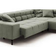 ECKSOFA inkl. Sitzvorzug in Cord Dunkelgrün  - Dunkelgrün/Schwarz, Design, Textil/Metall (321/216cm) - Hom`in