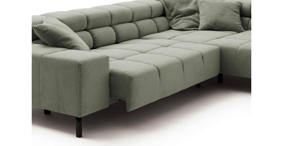 ECKSOFA inkl. Sitzvorzug in Cord Dunkelgrün  - Dunkelgrün/Schwarz, Design, Textil/Metall (321/216cm) - Hom`in