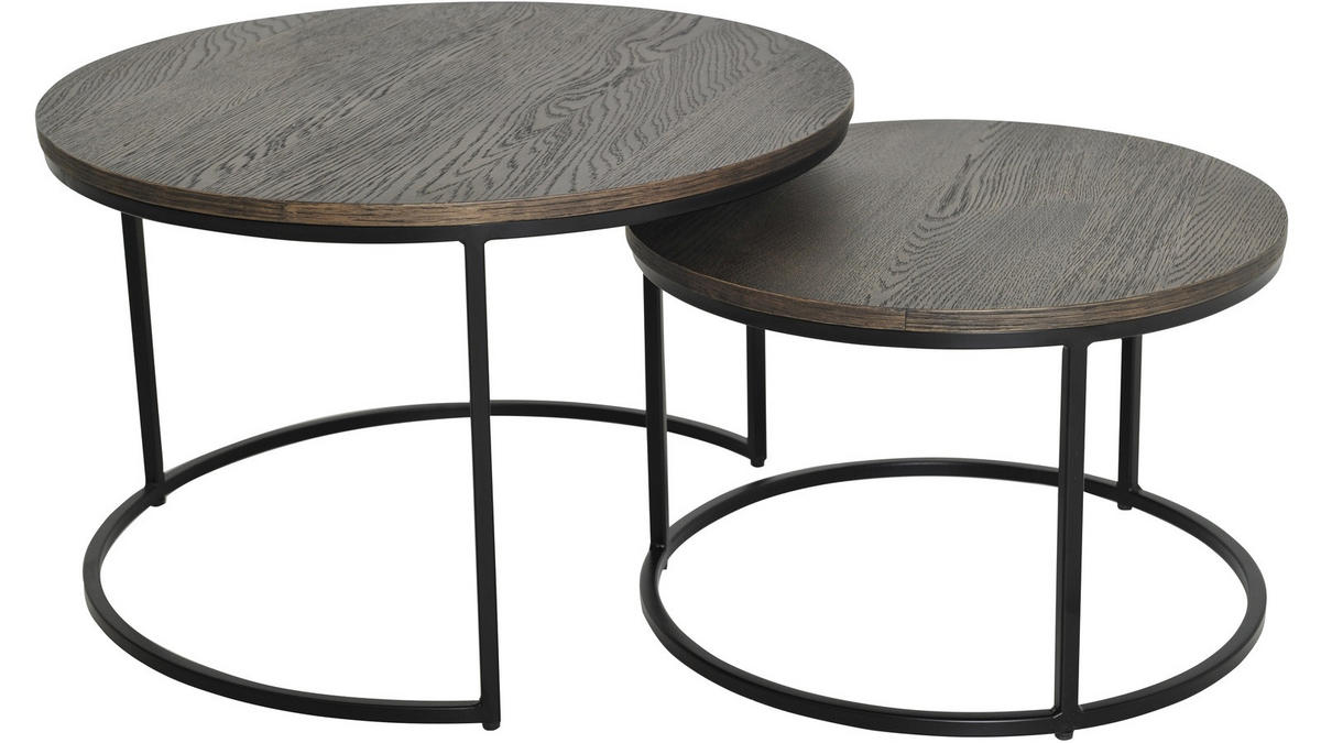 SOFFBORD SET i trä, metall 60/47/60/47/38/31 cm  - svart/mörkbrun, Design, metall/trä (60/47/60/47/38/31cm) - Best Price