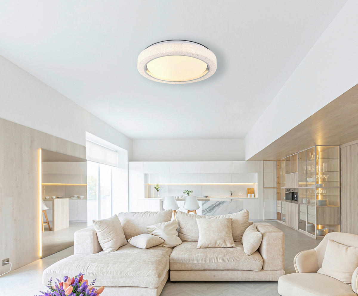 LED-DECKENLEUCHTE LIAMI 40/8 cm  - Weiß, Design, Kunststoff/Metall (40/8cm)