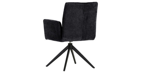 ARMLEHNSTUHL in Cord - Graphitfarben/Schwarz, Design, Textil/Metall (65/90/60cm) - Novel