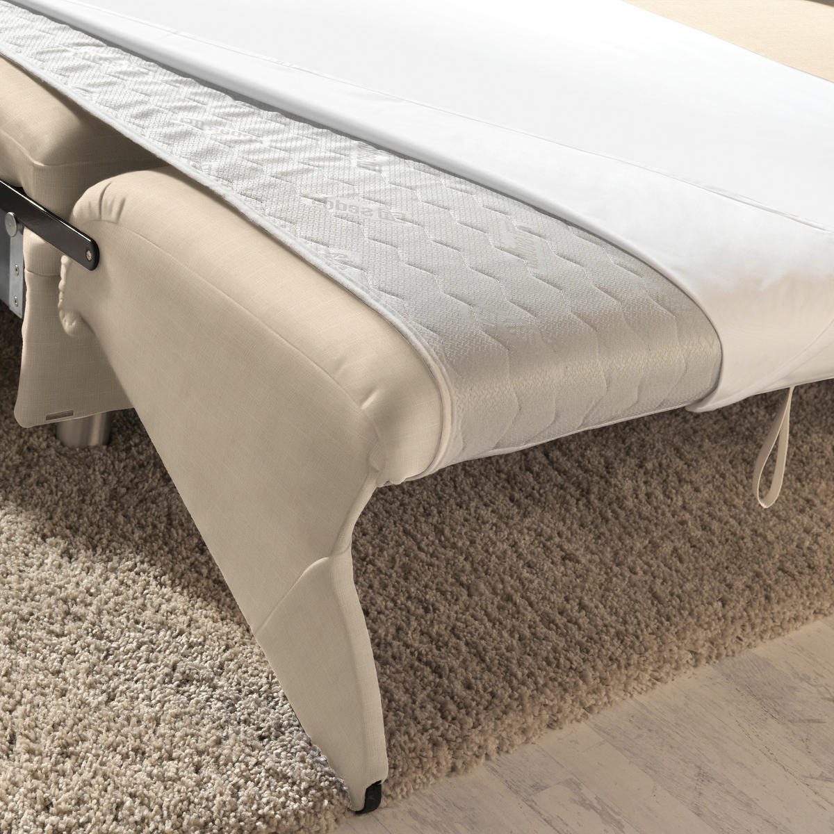 ECKSOFA in Chenille Creme  227/208 cm  - Creme/Alufarben, KONVENTIONELL, Textil/Metall (227/208cm) - Sedda