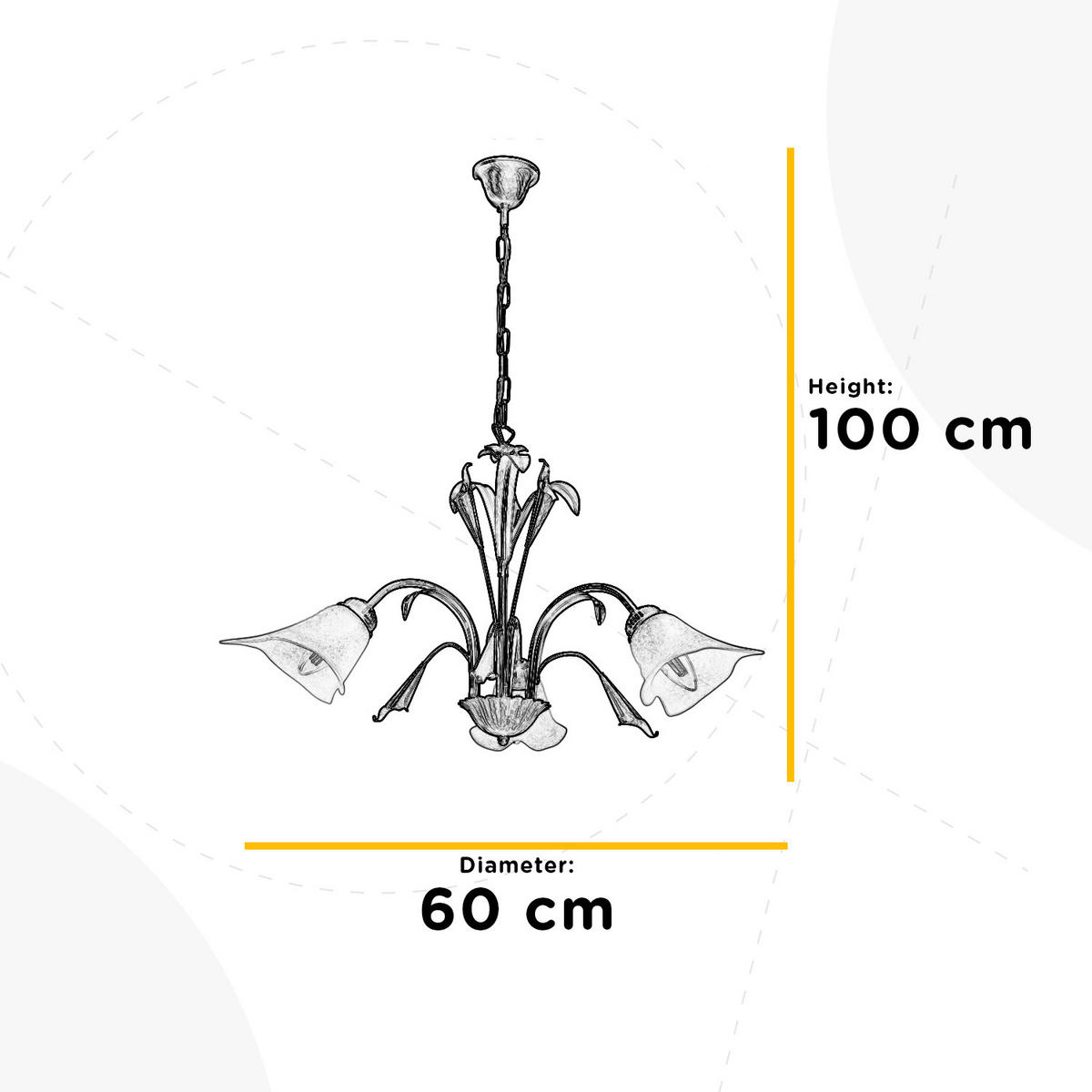 KRONLEUCHTER 60/100 cm   - Weiß, Natur, Glas/Metall (60/100cm)