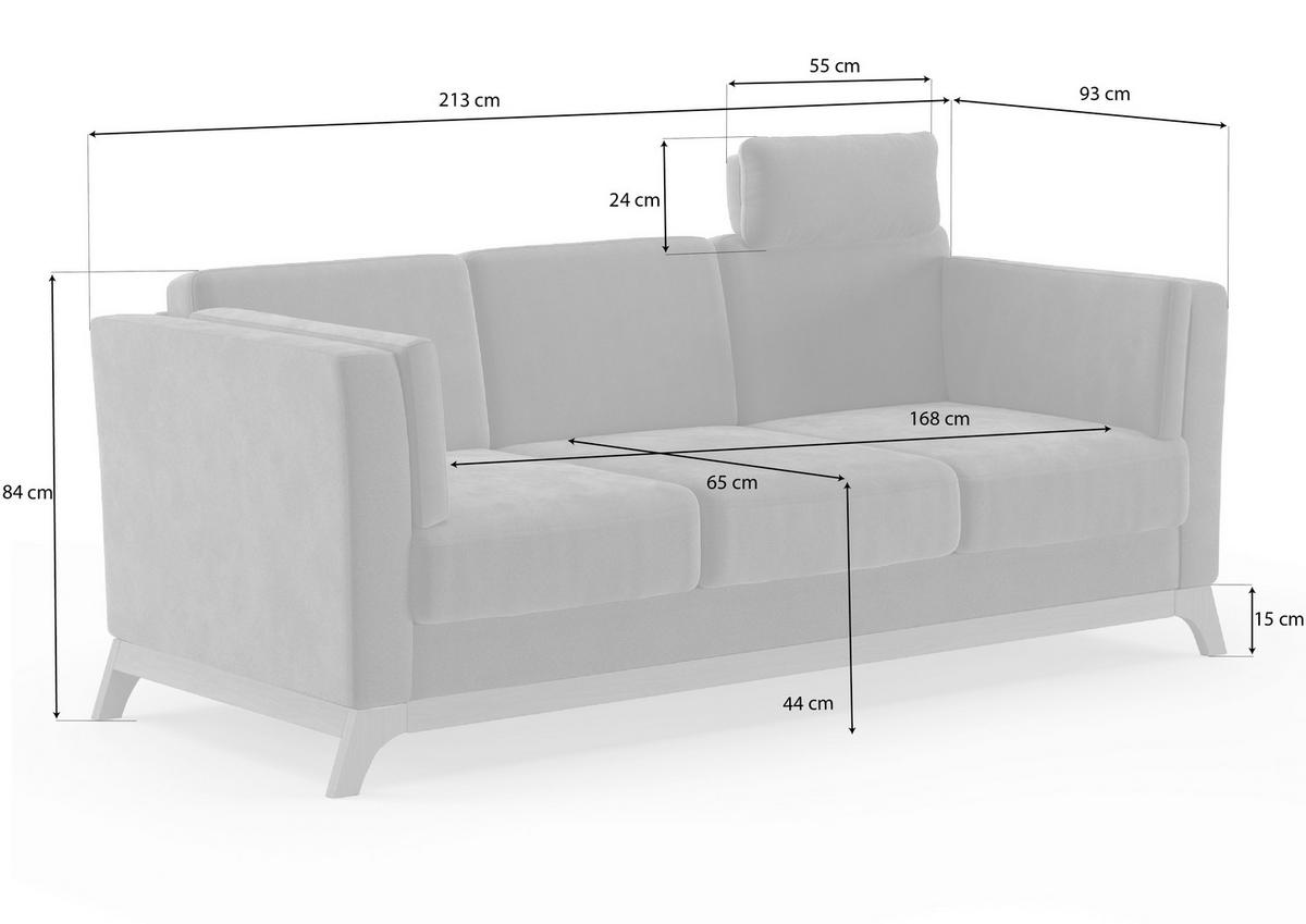 3-SITZER-SOFA in Flachgewebe Taupe  - Taupe/Eichefarben, Konventionell, Holz/Textil (213/84/93cm) - Sit & More