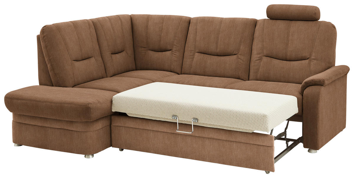 ECKSOFA Chenille Rostfarben  - Rostfarben/Schwarz, Konventionell, Kunststoff/Textil (185/235cm) - Beldomo Comfort