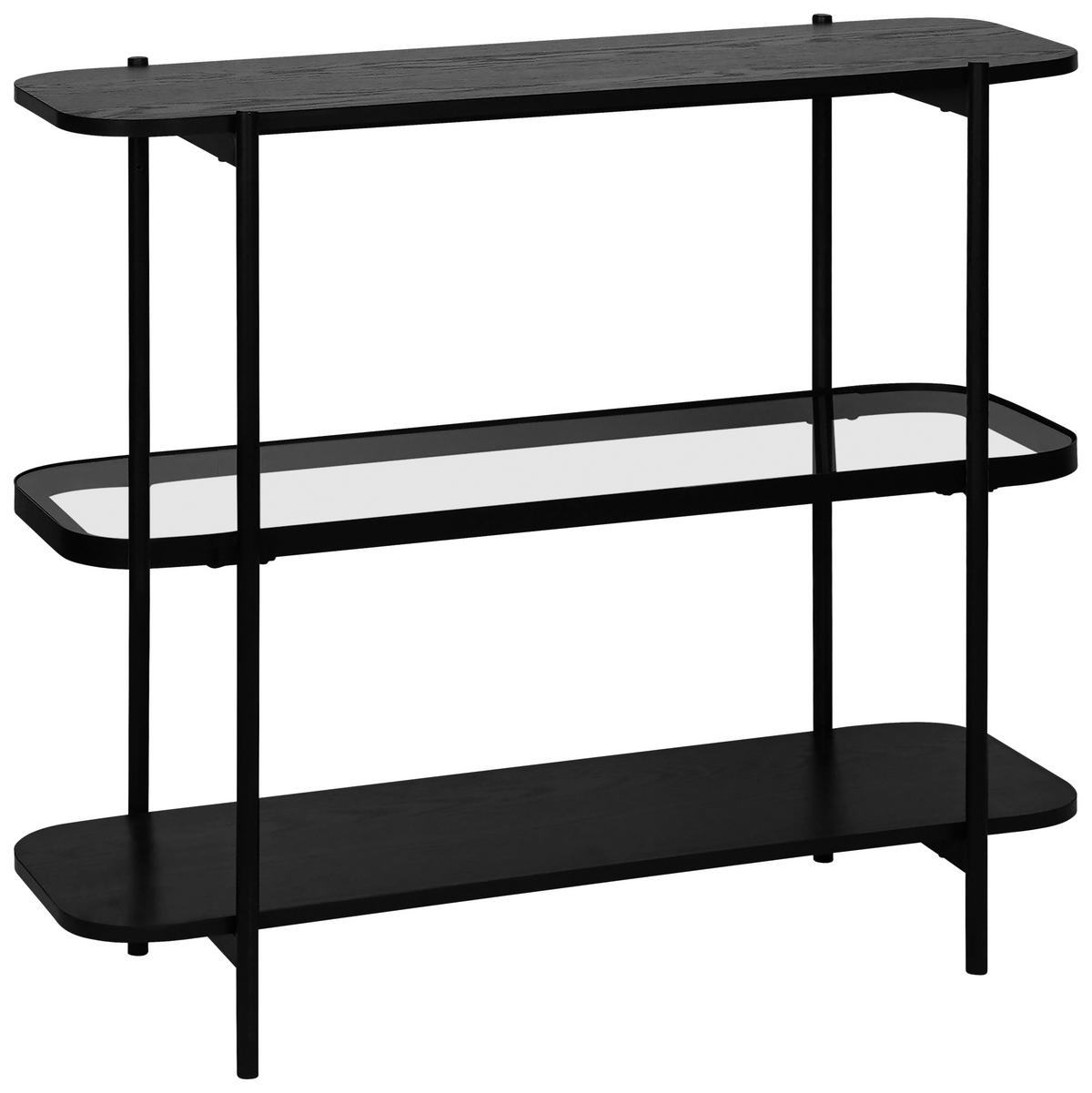 REGAL Grau, Schwarz  - Schwarz/Grau, Trend, Glas/Holzwerkstoff (90/84/34cm) - Xora