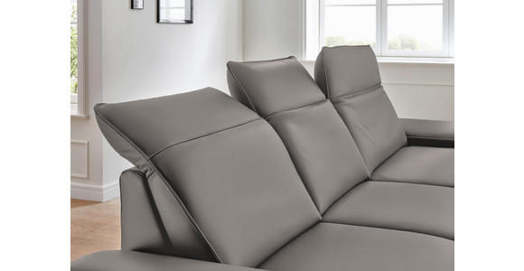 ECKSOFA in Echtleder Grau  - Schwarz/Grau, Design, Leder/Metall (328/193cm) - Dieter Knoll