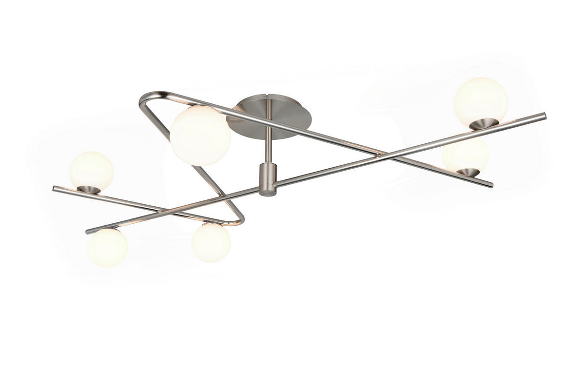 DECKENLEUCHTE Flaming 120/28/73,5 cm   - Chromfarben/Weiß, Design, Glas/Metall (120/28/73,5cm) - Trio Leuchten