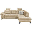 ECKSOFA Creme Velours  - Creme/Schwarz, KONVENTIONELL, Kunststoff/Textil (275/218cm) - Carryhome