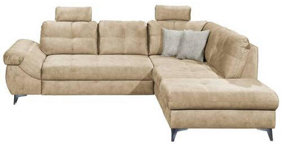 ECKSOFA Creme Velours  - Creme/Schwarz, KONVENTIONELL, Kunststoff/Textil (275/218cm) - Carryhome